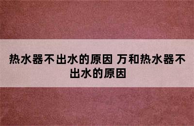 热水器不出水的原因 万和热水器不出水的原因